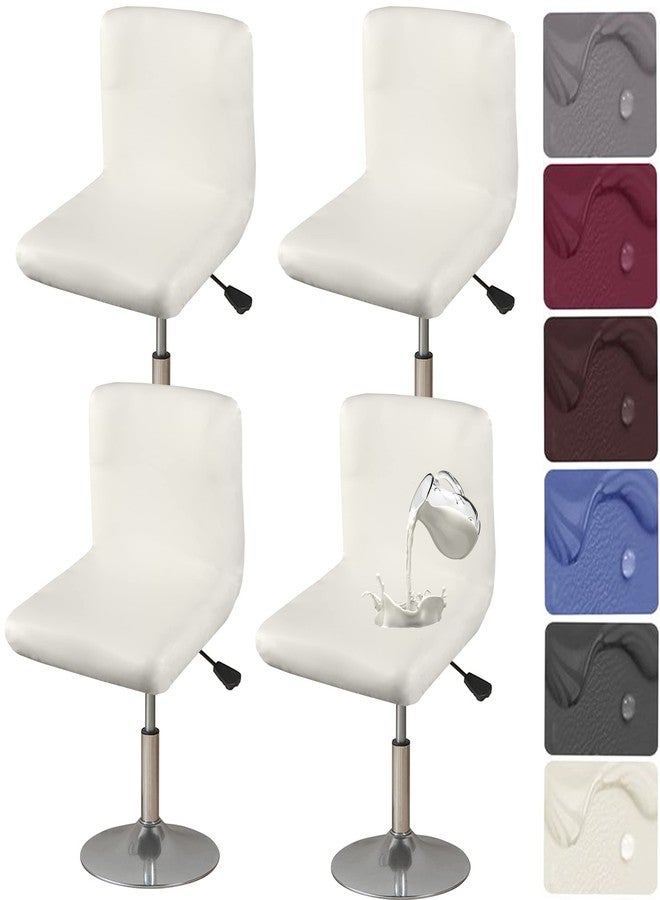 HFCNMY أغطية كراسي بار HFCNMY، عبوة من 4 قطع، مصنوعة من البولي يوريثان المقاوم للماء والمطاطي، مع مساند ظهر، قابلة للغسل، أغطية كراسي بار دوارة للكراسي ذات الظهر القصير - بيج - Image 1